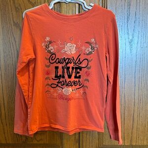 Wrangler fall color Cowgirls Live Forever long sleeve tee